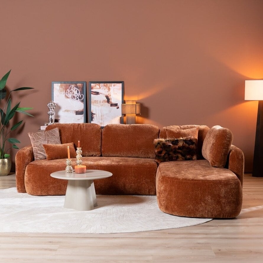 Hoekbank Vienna chenille terracotta rechts