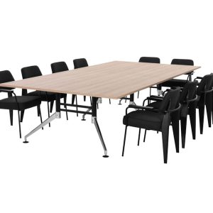 SIGN vergadertafel 320x160 cm Scandinavisch eiken zwart chroom - Afbeelding 4