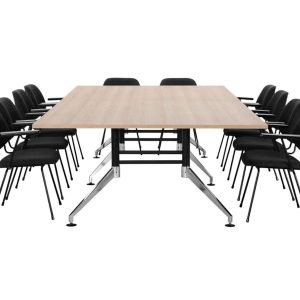 SIGN vergadertafel 320x160 cm Scandinavisch eiken zwart chroom - Afbeelding 11