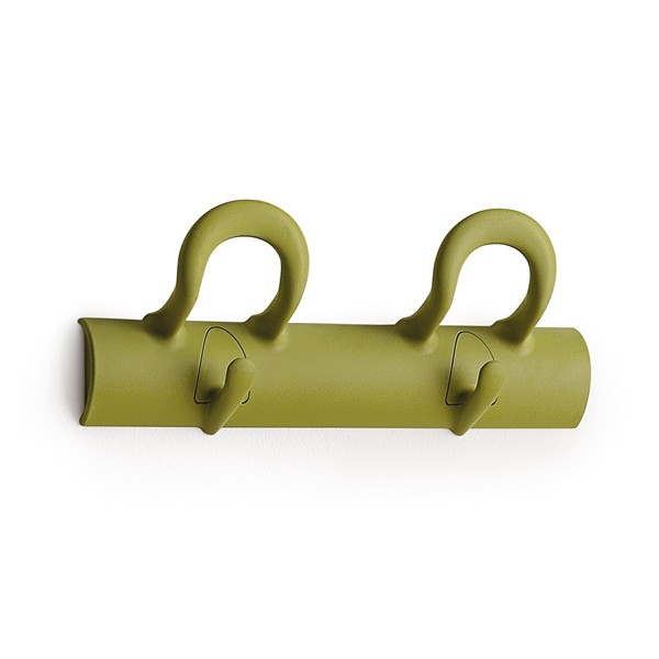 Caimi Duo wandkapstok 1519-V in groen met twee grote en twee kleine haken