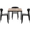 PRIME kantinetafel 80 bij 80 cm eiken met zwart frame, stoelen niet inbegrepen