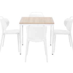 PRIME kantinetafel 80 bij 80 cm Scandinavisch eiken met wit frame, stoelen niet inbegrepen