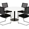 Raider ronde vergadertafel diameter 120 cm met wit blad en zwarte kolompoot, stoelen ter illustratie