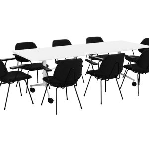 FOLD verrijdbare klaptafel 200x100 cm volledig wit - Afbeelding 3