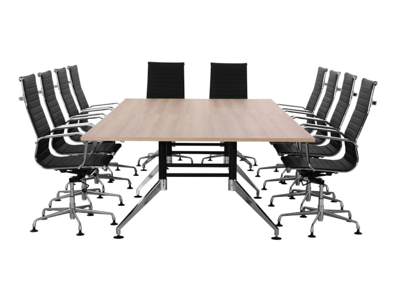 SIGN vergadertafel 320x160 cm Scandinavisch eiken zwart chroom - Afbeelding 9