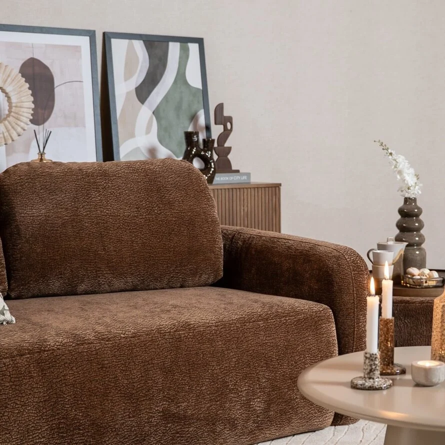 2,5-zitsbank Vienna in chocolatebruin chenille - Afbeelding 5