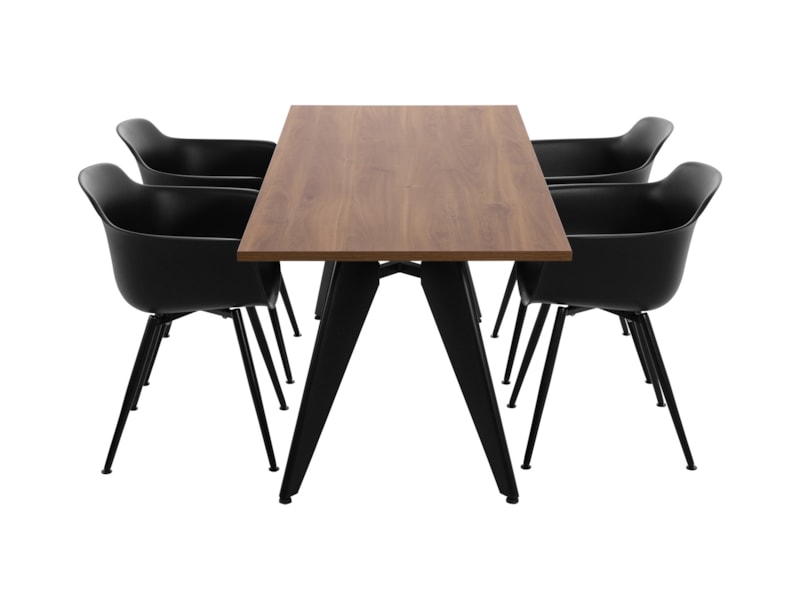 Cheak kantinetafel 200x100 cm cognac walnoten met zwart frame, exclusief stoelen