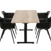 TUBE spreektafel 160 bij 80 cm eiken met zwart frame, stoelen niet inbegrepen