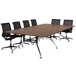 SIGN vergadertafel 320x160 cm cognac walnoten zwart chroom - Afbeelding 2