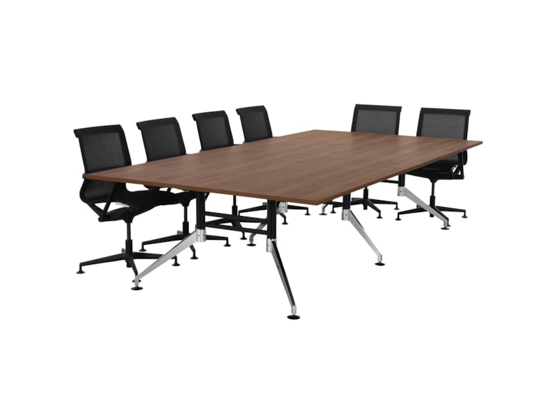 SIGN vergadertafel 320x160 cm cognac walnoten zwart chroom - Afbeelding 2