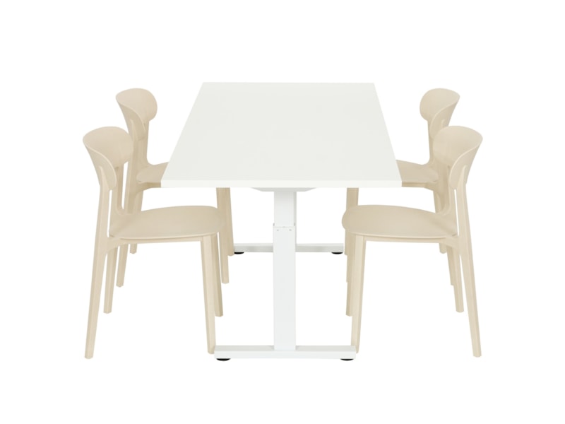 Volledig witte TUBE spreektafel 180 bij 80 cm, stoelen niet inbegrepen