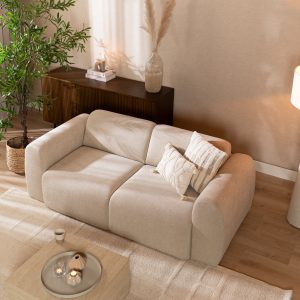 2,5-zitsbank Maine in beige chenille, sfeerbeeld