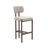 Barkruk Nori in taupe linnen met metalen onderstel met houtlook
