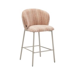 Barkruk Milo chenille beige met roze zitting, 70 cm zithoogte
