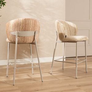 Barkruk Milo chenille – beige/roze of beige/taupe, 70 cm - Afbeelding 4