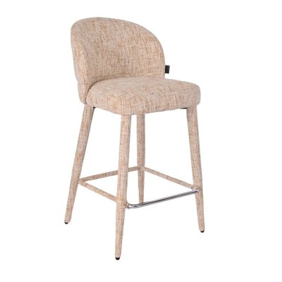Barkruk Charlie chenille 69 cm – beige, koper en taupe