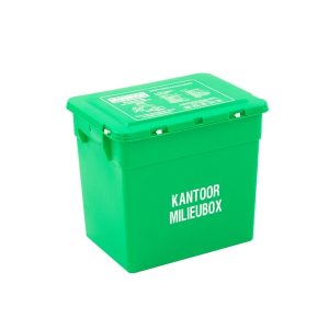 Groene kunststof milieubox 30 liter met deksel