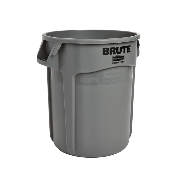Rubbermaid Brute ronde container 37,9 liter grijs met handgrepen