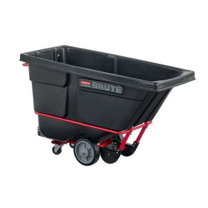 Zwarte Rubbermaid BRUTE Tilt Truck 382 liter met rood DuraTilt-frame
