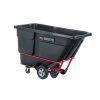 Zwarte Rubbermaid BRUTE Tilt Truck 764 liter op rood kantelframe