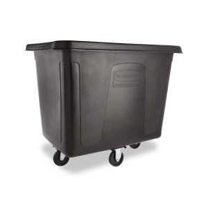 Zwarte Rubbermaid Cube Truck transportbak 0,6 m³ op wielen
