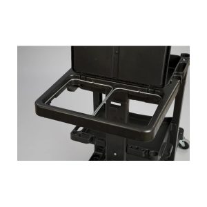 Rubbermaid dubbele stalen zakhouder gemonteerd op wagen ter illustratie