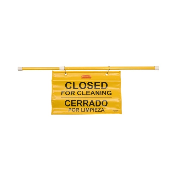 Rubbermaid gele waarschuwingsvlag Closed for Cleaning met uitschuifbare deurklem