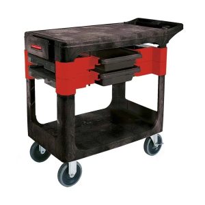 Rubbermaid mobiele werkbank en gereedschapswagen rood zwart