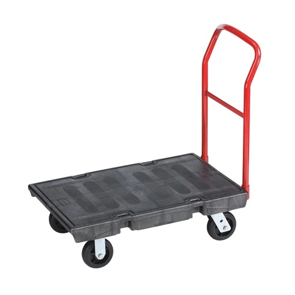 Rubbermaid Heavy-Duty platformwagen klein met zwart platform en rode duwbeugel