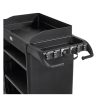 Rubbermaid stofzuigerhouder gemonteerd op housekeepingwagen ter illustratie