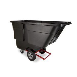Zwarte Rubbermaid Commercial Tilt Truck 760 liter op wielen