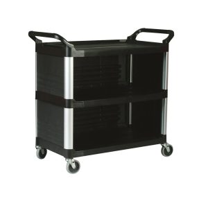 Rubbermaid X-tra materiaalwagen zwart met drie gesloten zijden