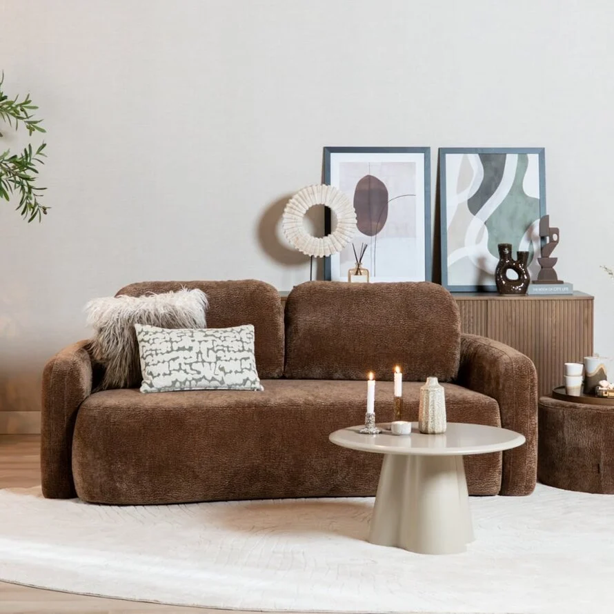 2,5-zitsbank Vienna in chocolatebruin chenille - Afbeelding 2