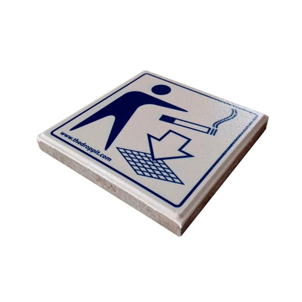 The DropPit signaaltegel met blauw wegwerpicoon