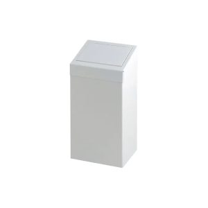 V-Part metalen afvalbak met pushklep 50 liter wit