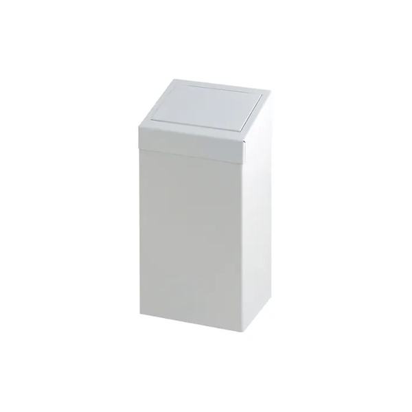 V-Part metalen afvalbak met pushklep 50 liter wit