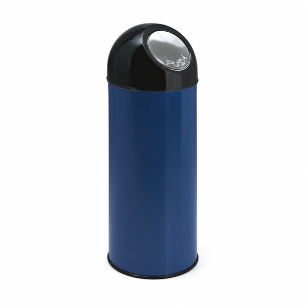 V-Part afvalbak met pushdeksel 55 liter blauw met zwarte bovenkant