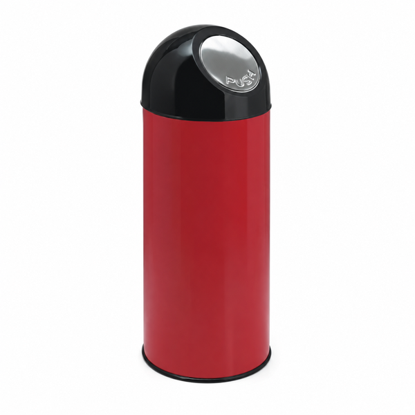 V-Part afvalbak met pushdeksel 55 liter rood met zwarte bovenkant